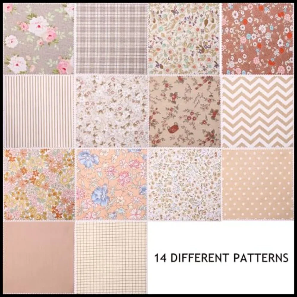 Vintage Print Cotton Fabric Squares Layer Cake Quilting Sewing Craft Supplies